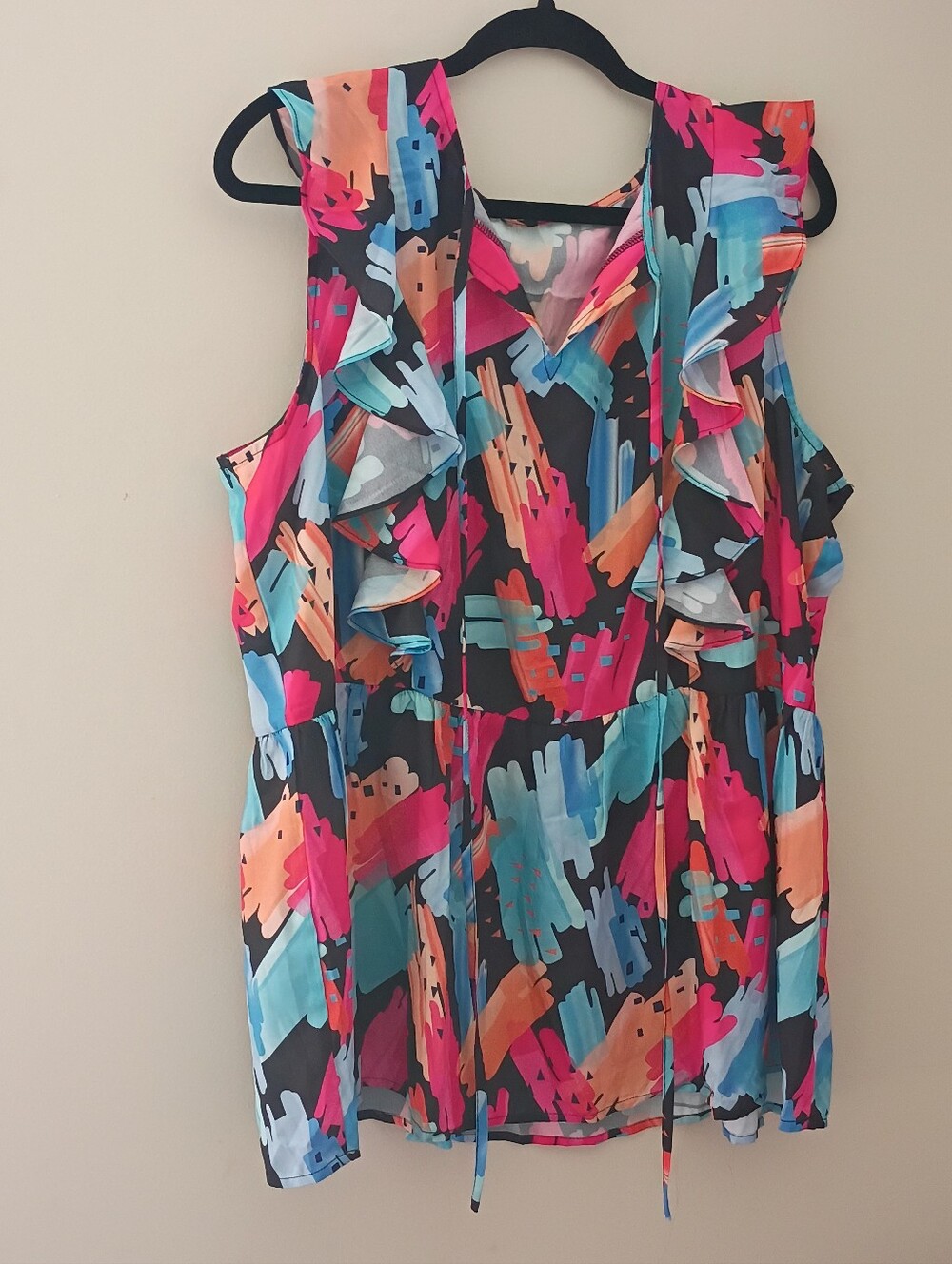 Vneck Ruffle Multicolor Women's Babydoll Blouse